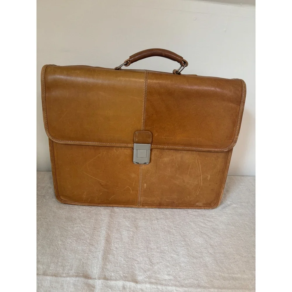 Vintage Tan Rich Leather Briefcase Bag PORT Incorporated Timeless, Academia
